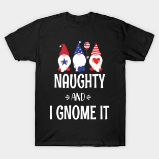 Naughty And I Gnome It - Funny Pajama Christmas Gnomes - Christmas Three Buffalo Plaid Gnomes T-Shirt